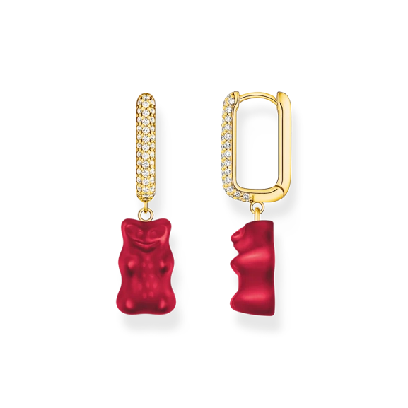 HARIBO Single Creole Red Gummy Bear with Sparkling Stones Gold - Thomas Sabo - Suuri valikoima & ilmainen lahjapaketointi - Nordic Spectra