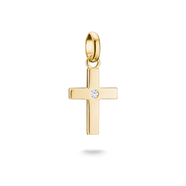 CC Connect Simple Sparkling Cross Charm Gold - Thomas Sabo - Suuri valikoima & ilmainen lahjapaketointi - Nordic Spectra