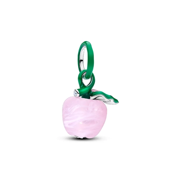Pandora-Charm „Pink Murano Apple“ aus Silber mit rosa Muranoglas