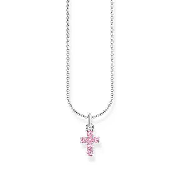 Kette mit rosafarbenem Kreuz-Anhänger Silber - Thomas Sabo - Nordic Spectra