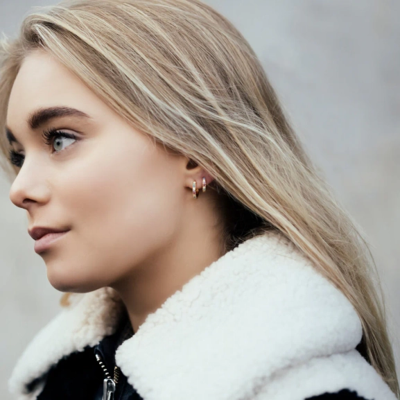 eleganta små örhängen i 18K guldpläterat silver med gnistrande cubic zirconia.