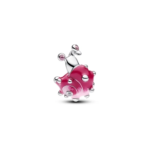Pandora-Charm „Pinke Schnecke“ aus Silber mit handbemaltem rosa Emaille und funkelnden Zirkonia.