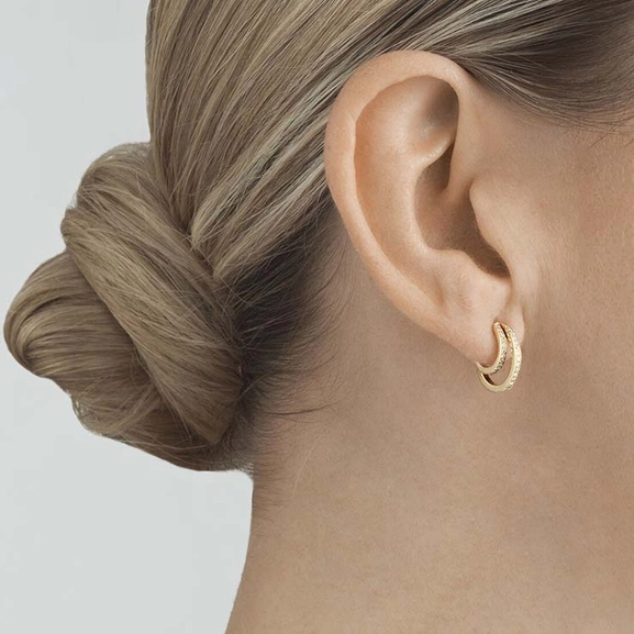 Halo Örhängen Guld med Dubbla Pavéinfattade 0.56 ct Diamanter - Georg Jensen örhängen - Snabb frakt & paketinslagning - Nordicspectra.se
