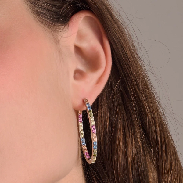 Ellisse Medio Örhängen Mix i silver med gnistrande Cubic Zirconia-stenar från Sif Jakobs