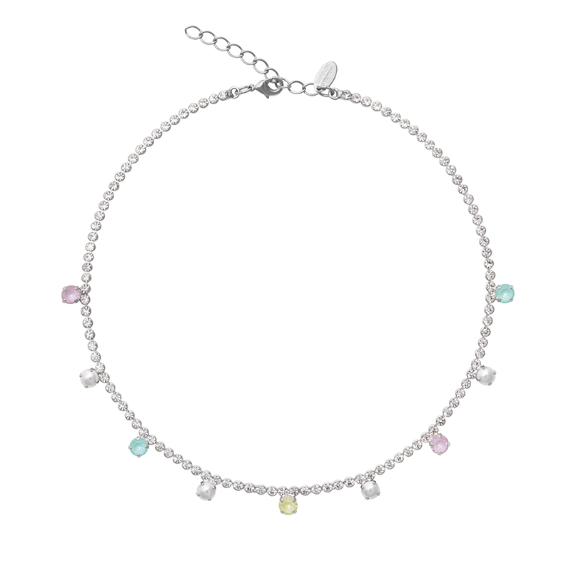 Caroline Svedbom - Millie Necklace Rhodium Soft Pastel Combo