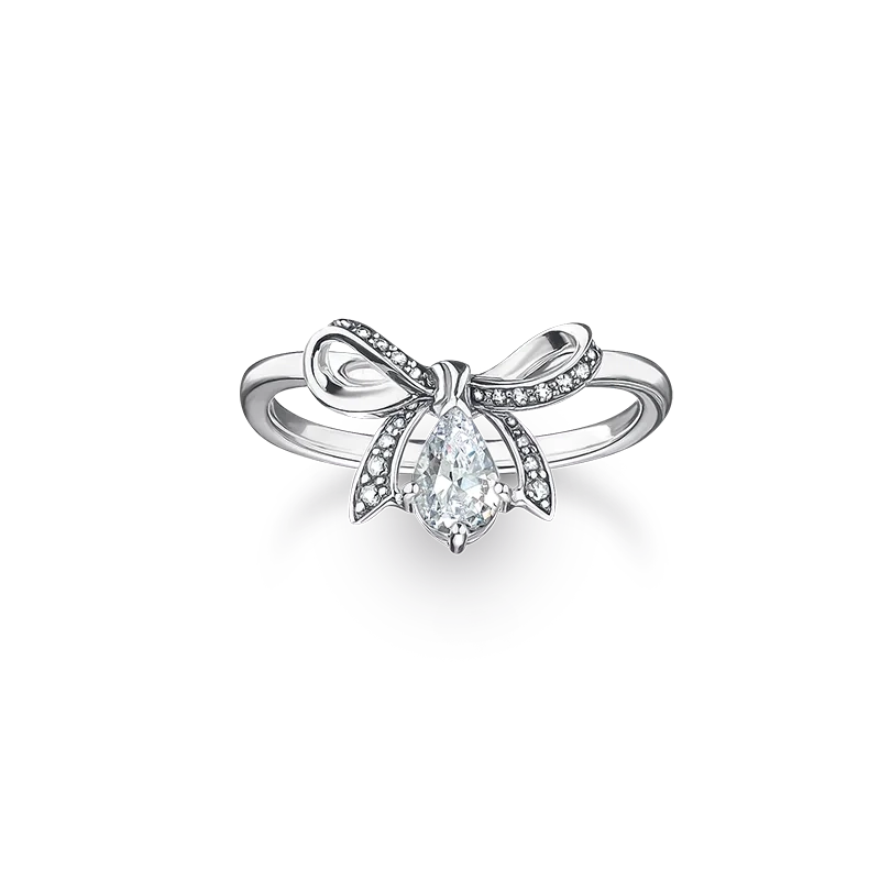 Thomas Sabo - Ring med Rosett & Droppformad sten