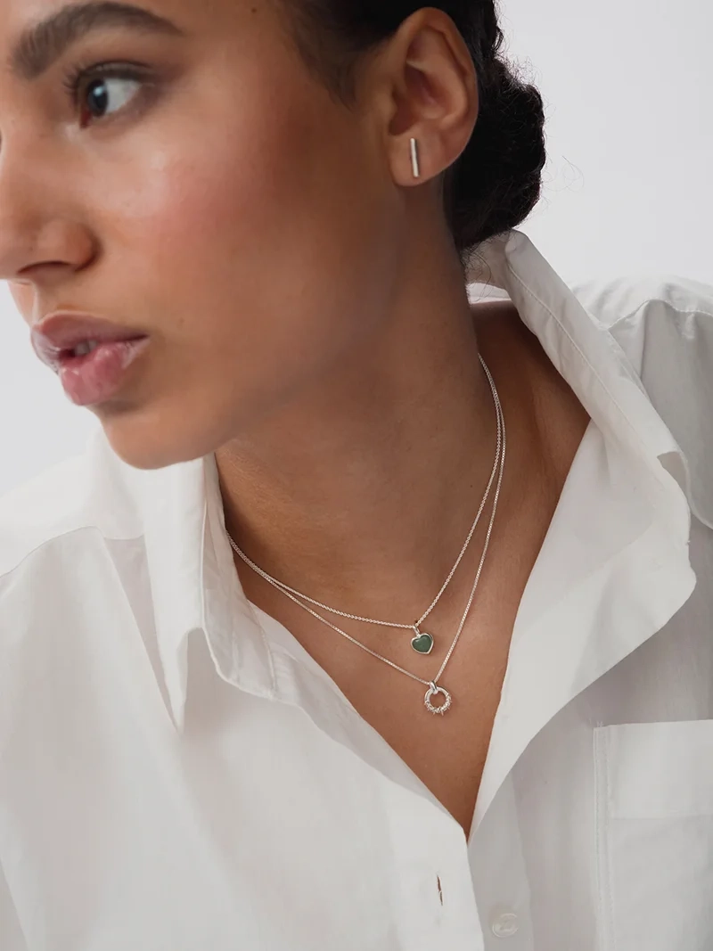 La La Love Necklace Silver - Green Jade - Syster P - Snabb leverans & Gratis paketinslagning - Nordic Spectra