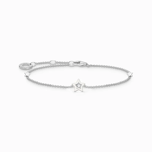 Bracelet with star charms and white stones silver - Thomas Sabo - Suuri valikoima & ilmainen lahjapaketointi - Nordic Spectra