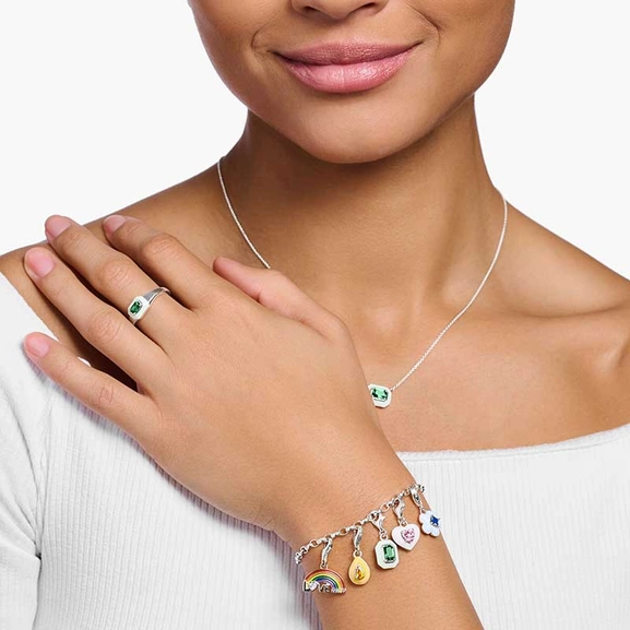 Charm pendant orange drop silver