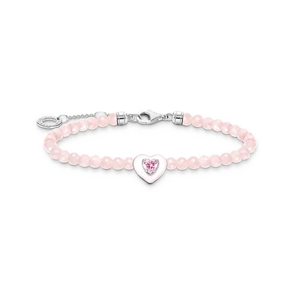 Bracelet heart with beads of rose quartz - Thomas Sabo - Suuri valikoima & ilmainen lahjapaketointi - Nordicspectra.fi