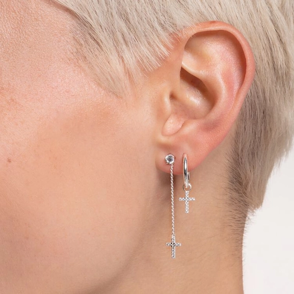Einzel Creole Mit Kreuz Anhänger Silber von Thomas Sabo, Schneller Versand - Nordicspectra.de