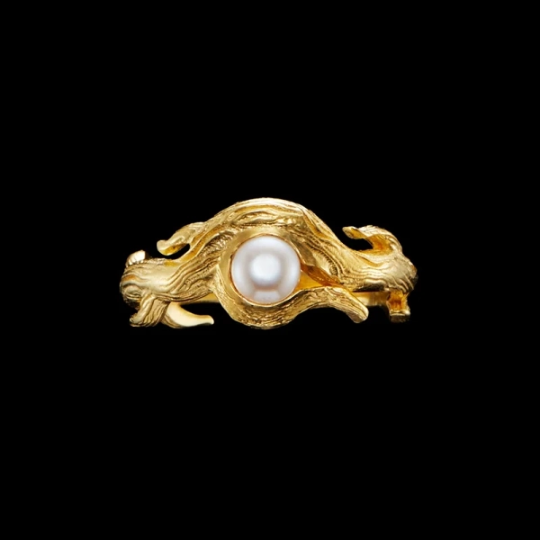 Secret Garden Ring Gold i 18K guldpläterat silver med sötvattenpärla