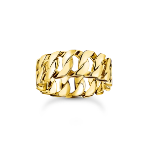 Pansarlänk Wide Ring Guld i 18K guldpläterat silver med kedjelänksdesign