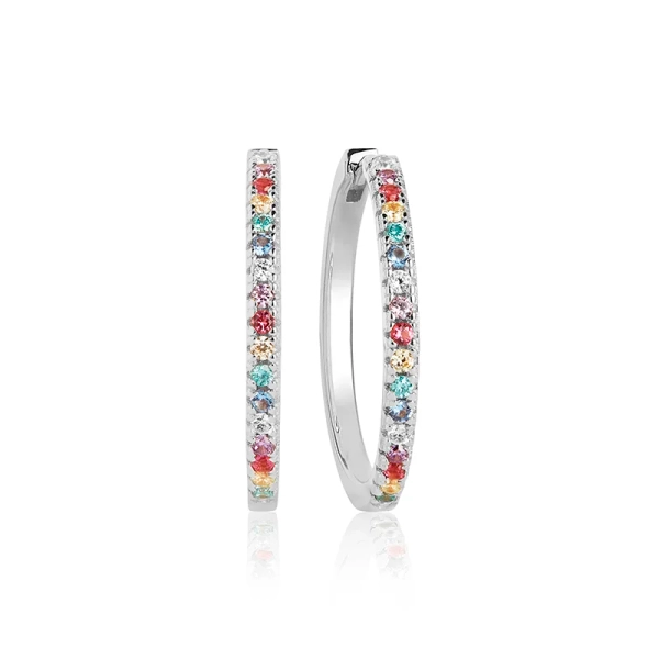 Ellera X-Grande Örhängen Mix i silver med gnistrande Cubic Zirconia-stenar från Sif Jakobs