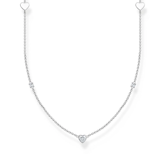 Halsband med Hjärta & Vita Stenar - Thomas Sabo berlock - Snabb frakt & paketinslagning - Nordicspectra.se