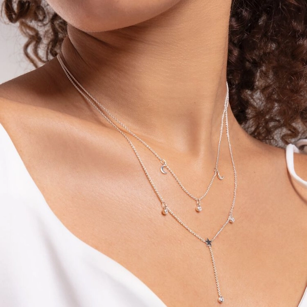 Collier Doppel Weiße Steine Silber von Thomas Sabo, Schneller Versand - Nordicspectra.de