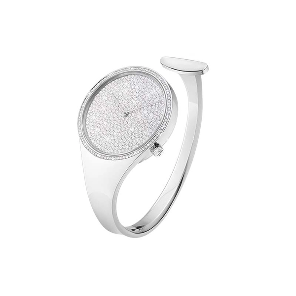 Vivianna Bygelklocka 34 mm - Kvartsverk Pavéinfattad Diamanturtavla - Georg Jensen klockor - Snabb frakt & paketinslagning - Nordicspectra.se