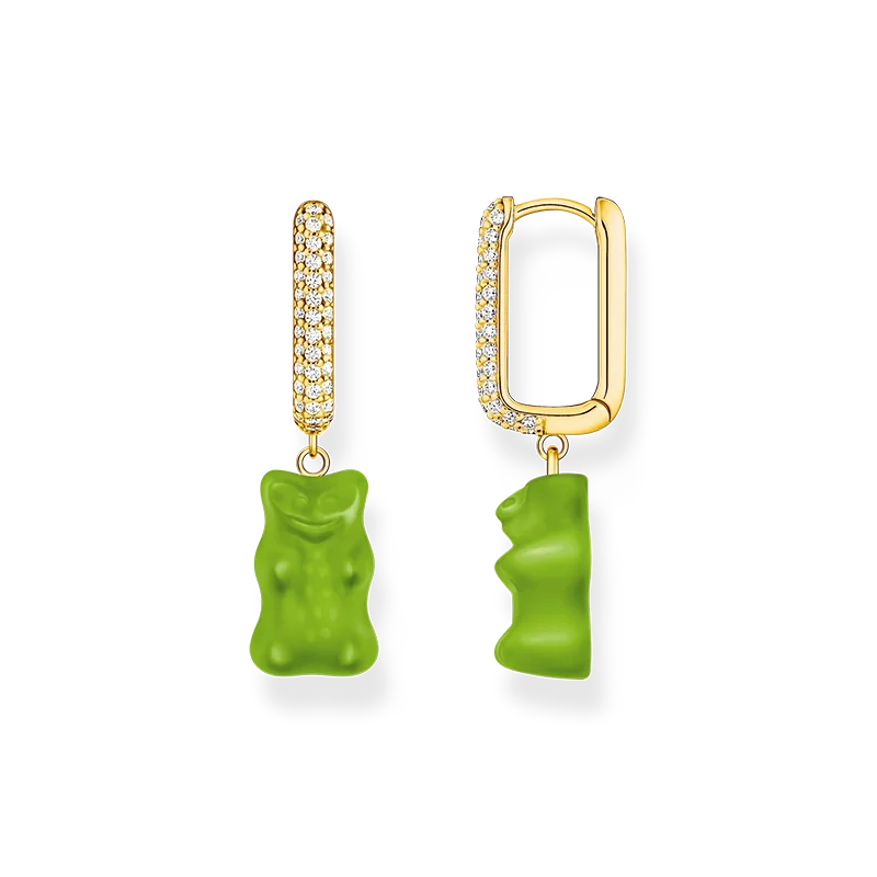 Thomas Sabo - HARIBO Singelcreol Gr&ouml;n Gummibj&ouml;rn med Glittrande Stenar Guld