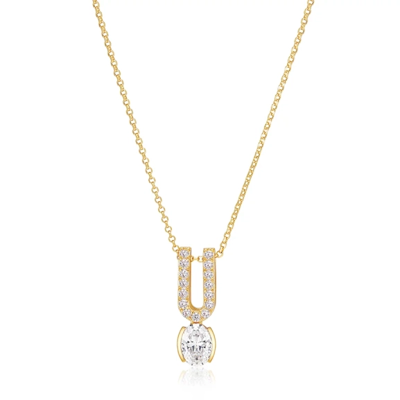 Ellisse Carezza Uno Halsband i guld med gnistrande cubic zirconia