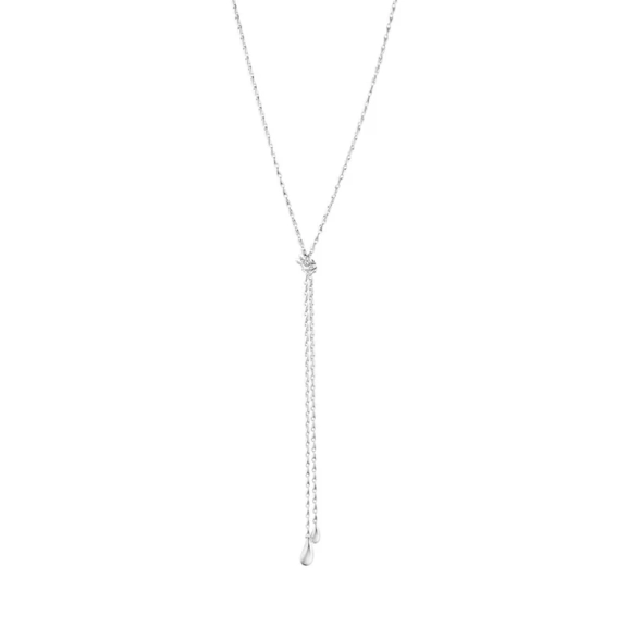 Reflect Lariat Halskette aus Silber mit dünnen Ketten und tropfenförmigen Details