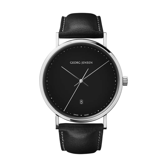 Koppel 41 mm - Kvarts - Svart urtavla/Svart läderarmband - Georg Jensen klockor - Snabb frakt & paketinslagning - Nordicspectra.se