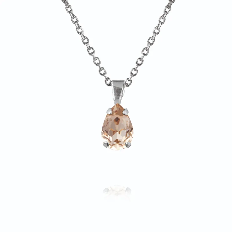 Caroline Svedbom - Petite Drop Necklace Rhodium Light Silk