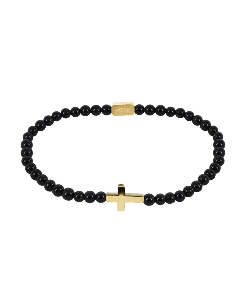 AROCK - CROSS Bead Armband Svart/Guld