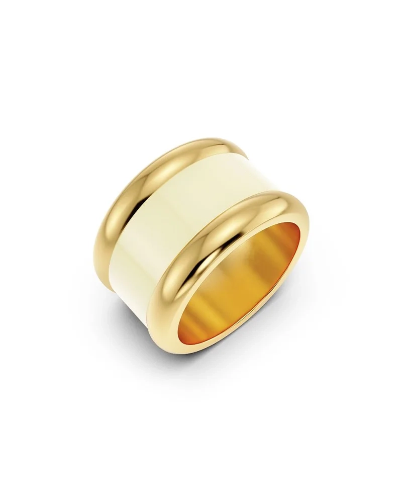 Elegant ring i 14K guldplätering med offwhite emalj