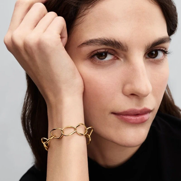 Armband med Organiskt Formade Band Guld från Pandora Essence - Elegant armband förgyllt med 14 karat guld