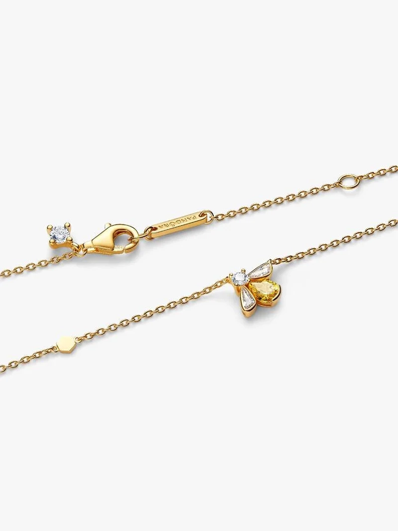 Honungsbi Halsband från Pandora i 14K guldplätering med gnistrande bi och bikakedetaljer