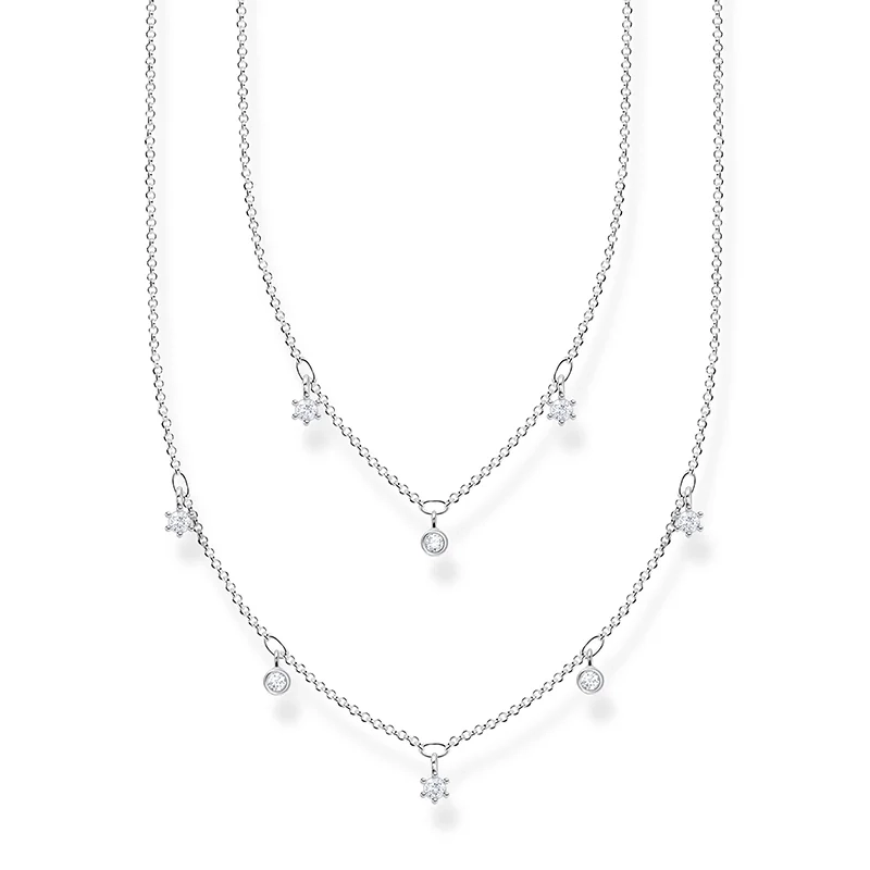 Thomas Sabo – Halsband Dubbelt med Glittrande Stenar