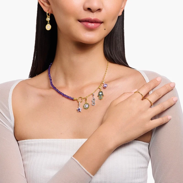 Charm-halsband Med Imiterad Ametist Guld - Thomas Sabo - Snabb leverans & paketinslagning - Nordic Spectra