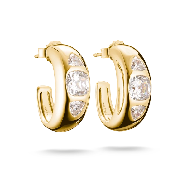 Creolörhängen Bold Elegance Guld från Thomas Sabo med 18k guldplätering och två gnistrande zirkoniastenar.