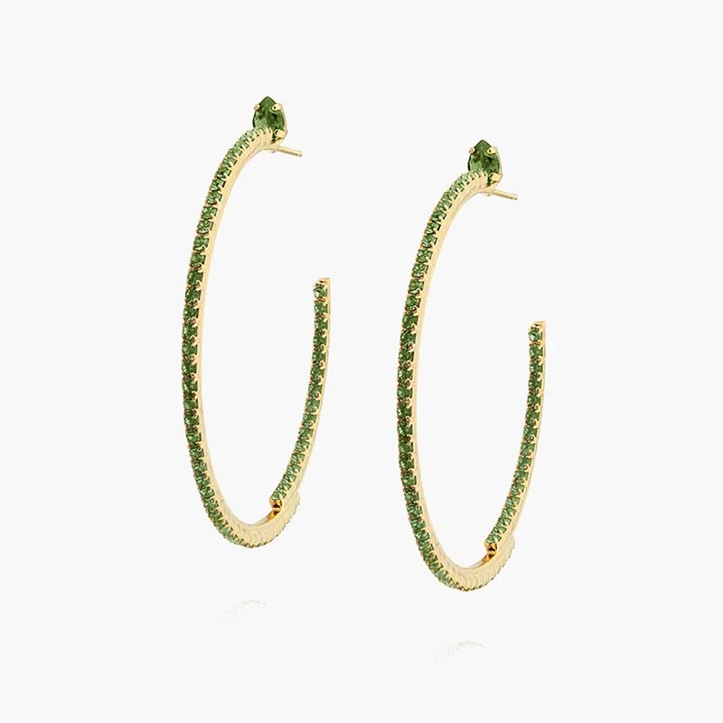 Caroline Svedbom - Crystal Loop Earrings Gold Peridot