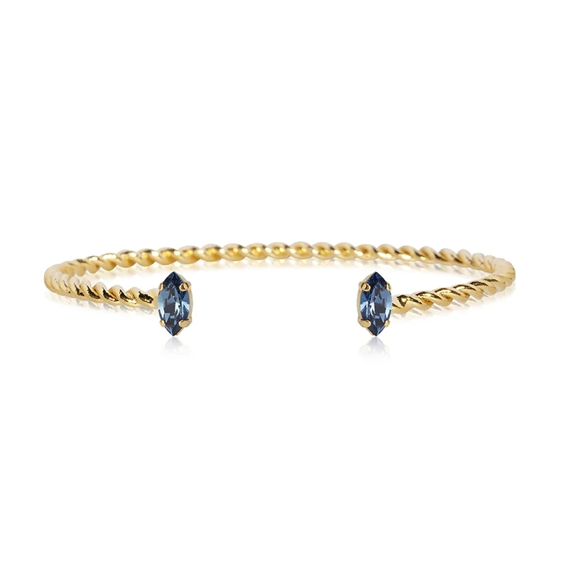 Caroline Svedbom - Petite Navette Bracelet Gold Denim Blue