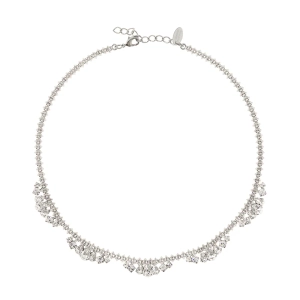 Halsband i rhodium med skimrande kristaller