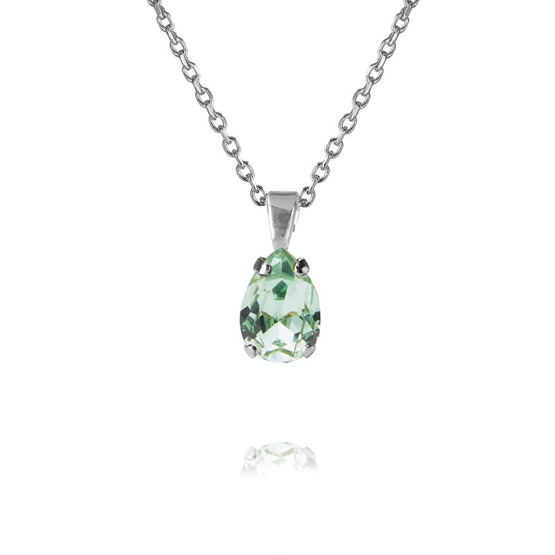 Caroline Svedbom – Petite Drop Necklace Rhodium Chrysolite