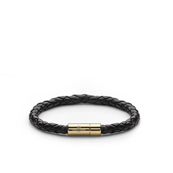 Leather Bracelet Gold - Black - Skultuna - Snabb frakt & paketinslagning - Nordicspectra.se