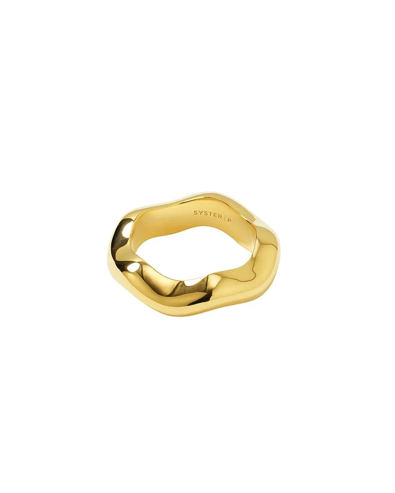 Syster P - Bolded Wavy Ring Gold