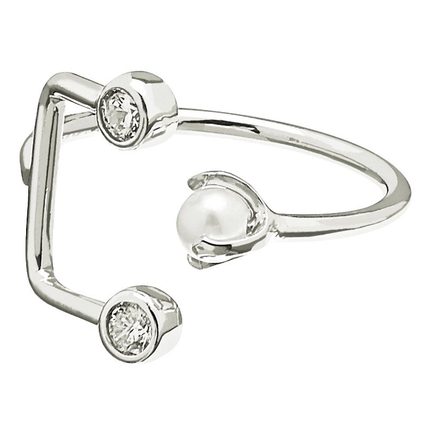 Pearl/Brilliant Double Ring Silver -CU Jewellery - Snabb frakt & paketinslagning - Nordicspectra.se