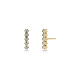 Twiggy-studsörhängen i 14K guldpläterat stål med fem cubic zirconia-stenar