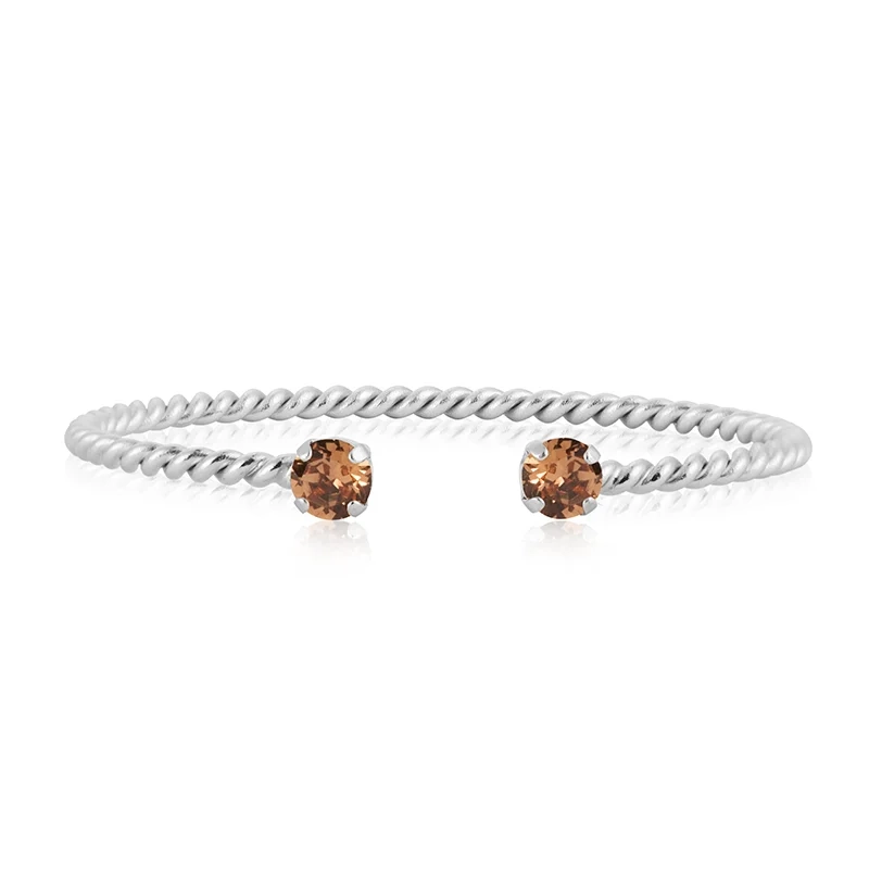 Caroline Svedbom - Mini Twisted Bracelet Rhodium Recreated Light Smoked Topaz