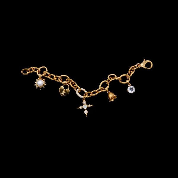 armband i 18K guldpläterat silver med öppna länkar
