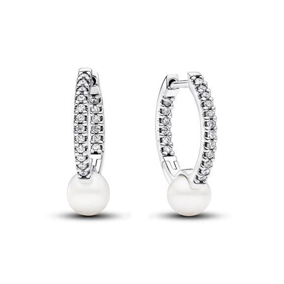 Käsitelty makeanveden viljelty helmi ja pavé -korvarenkaat - PANDORA - Suuri valikoima & ilmainen lahjapaketointi - Nordic Spectra