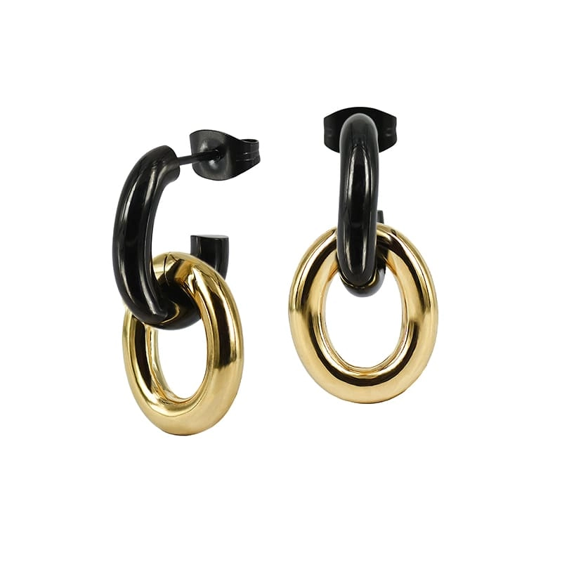 Astrid & Agnes - RUBY Örhängen Svart/Guld