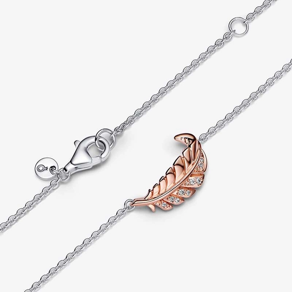 Zweifarbige Schwebende Geschwungene Feder Collier-Kette von PANDORA, Schneller Versand - Nordicspectra.de