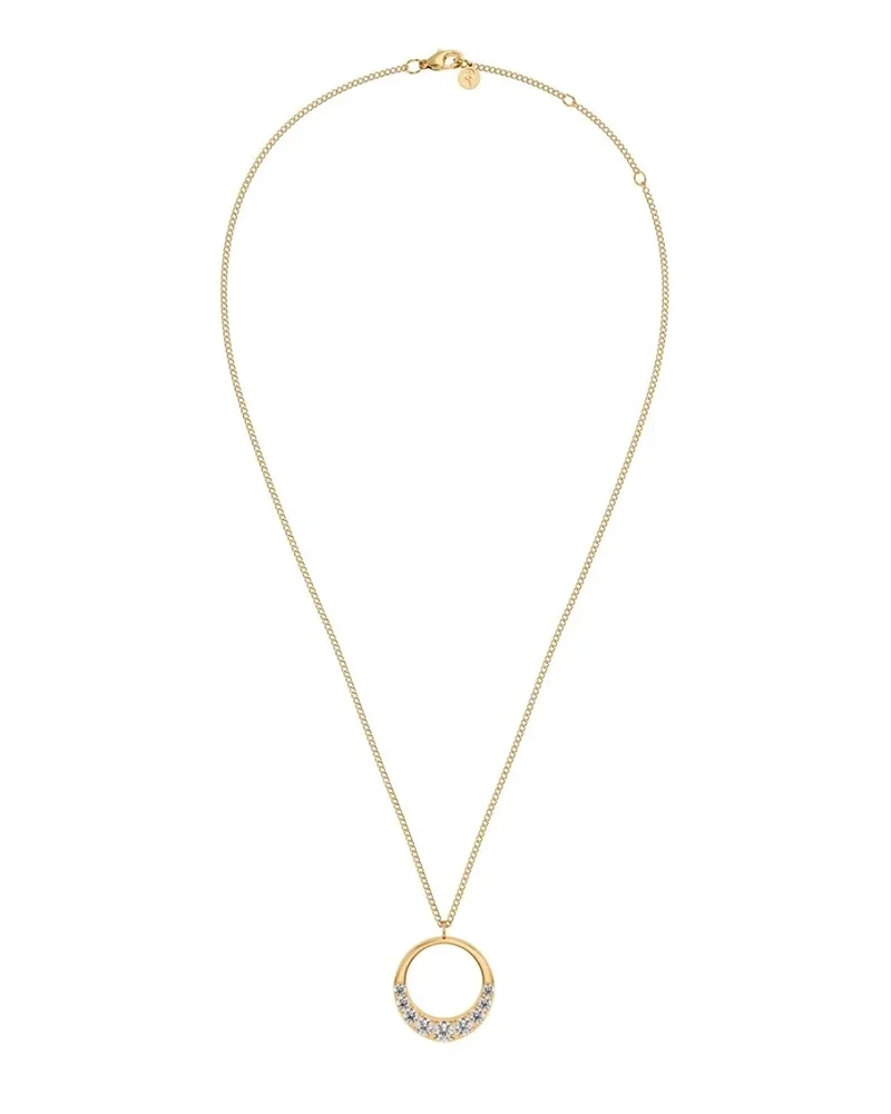 långt halsband i 14K guldpläterat stål med gnistrande cubic zirconia-hänge från Edblad.