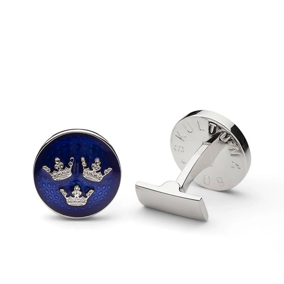Manschettknappar Tre Kronor Silver Royal Blue - Skultuna - Snabb frakt & paketinslagning - Nordicspectra.se