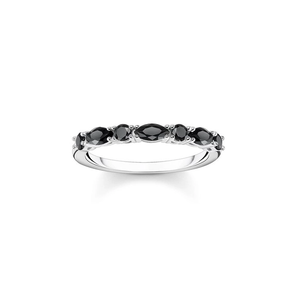 Ring Schwarze Steine Silber von Thomas Sabo, Schneller Versand - Nordicspectra.de