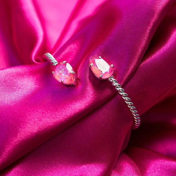 Mini Drop Bracelet Rhodium Lotus Pink Delite - Caroline Svedbom - Snabb frakt & paketinslagning - Nordicspectra.se
